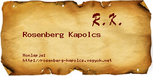 Rosenberg Kapolcs névjegykártya